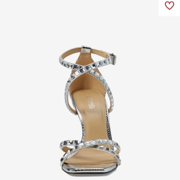 NWT Michael Kors Strappy Silver Gemstone Heeled Sandals High Heel Party … - Picture 4 of 16